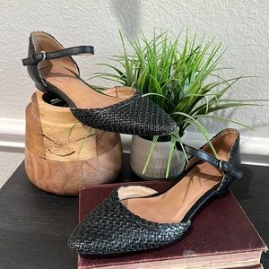 Corso Como Black Merla Woven Ankle Strap Flats